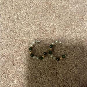 Elegant Green and Gold Beaded Earrings